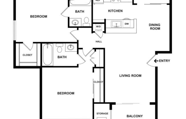 2 beds, 2 baths, 1,000 sqft, $2,986