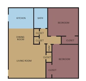 2 beds, 1 bath, 2,300 sqft, $825