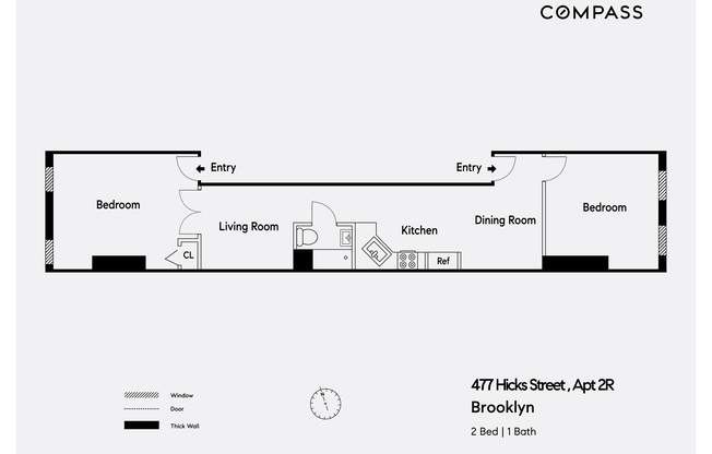 2 beds, 1 bath, $2,957, Unit 1R