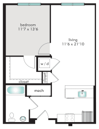 1 bed, 1 bath, 705 sqft, $2,443