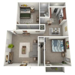 2 beds, 1 bath, 933 sqft, $1,080