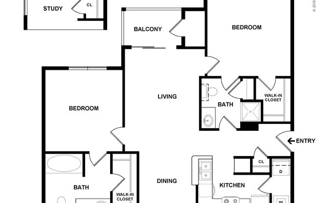 2 beds, 2 baths, 1,053 sqft, $1,690