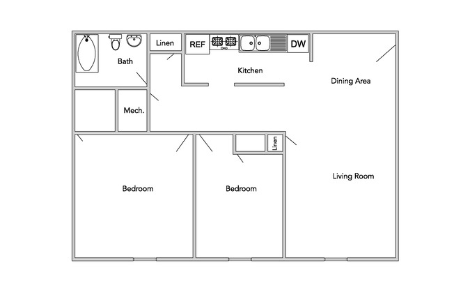 2 beds, 1 bath, 740 sqft, $1,195, Unit 1 - The Millpond