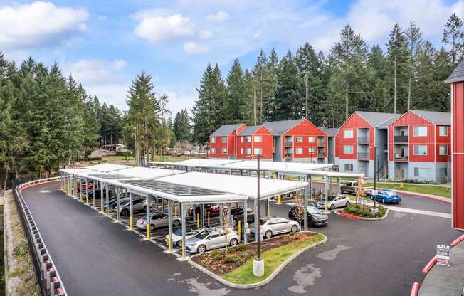 an aerial view Carports and Serenity Apartments