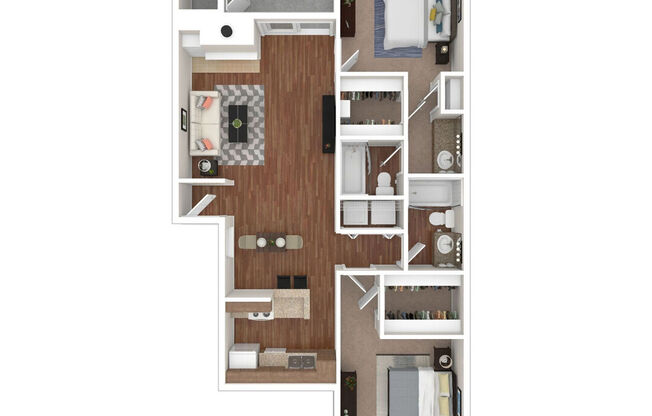 2 beds, 2 baths, 1,036 sqft, $1,295