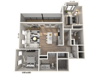 2 beds, 2 baths, 1,120 sqft, $2,232