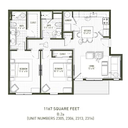 2 beds, 2 baths, 1,167 sqft, $2,717