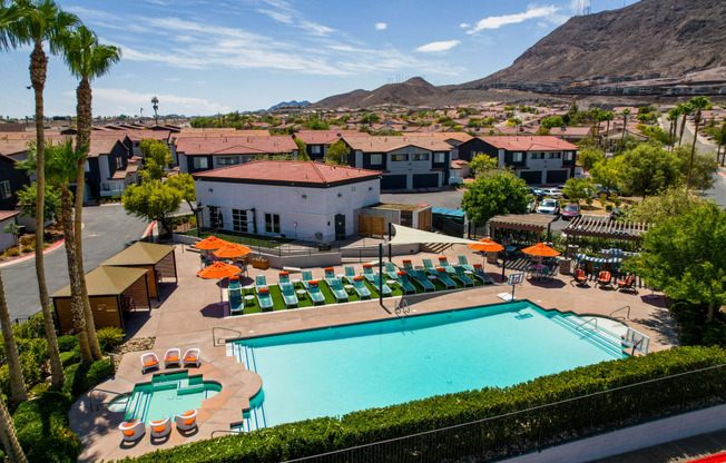 a view of the pool at desert vacation villas, a vri resort or nearby