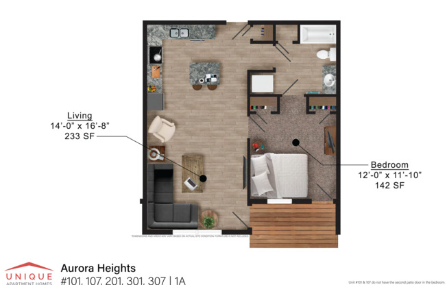 1 bed, 1 bath, 705 sqft, $995, Unit 307