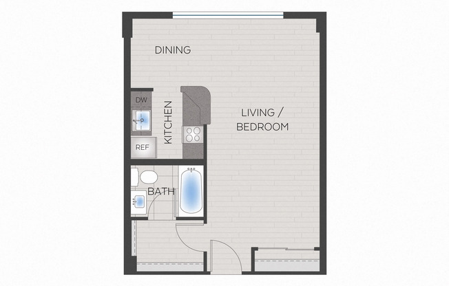 Studio, 1 bath, 439 sqft, $1,600