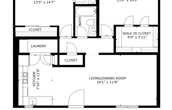 2 beds, 2 baths, 989 sqft, $1,700