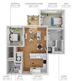 2 beds, 2 baths, 1,139 sqft, $2,116
