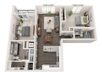 2 beds, 2 baths, 1,117 sqft, $1,870