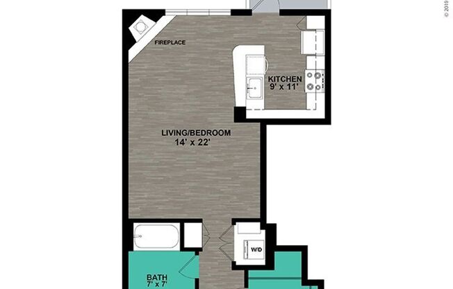 Studio, 1 bath, 638 sqft, $2,080, Unit 512