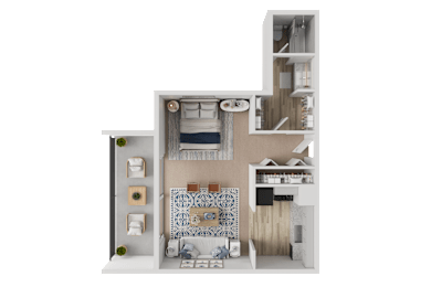 Studio, 1 bath, 598 sqft, $1,385