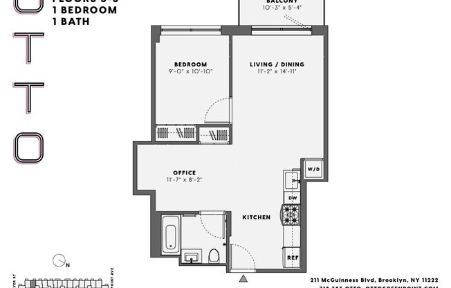 1 bed, 1 bath, $4,350, Unit 504