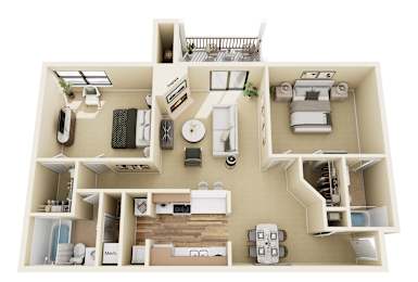 2 beds, 2 baths, 1,086 sqft, $1,435