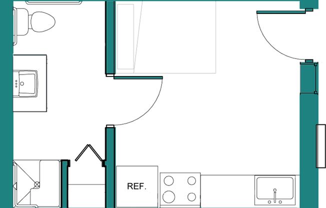 Studio, 1 bath, 235 sqft, $770, Unit 8203