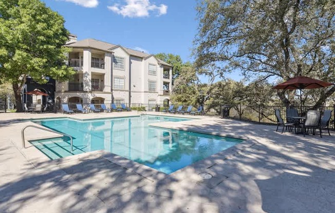 the swimming pool at the preserve apartments