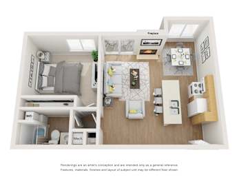 1 bed, 1 bath, 800 sqft, $2,495