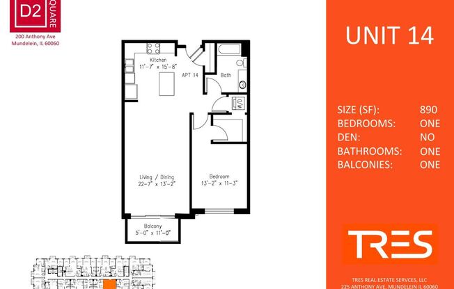 1 bed, 1 bath, 890 sqft, $1,990, Unit 514