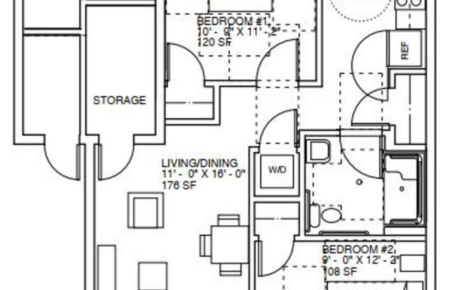 2 beds, 1 bath, 686 sqft, $1,046