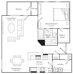 1 bed, 1 bath, 975 sqft, $1,205
