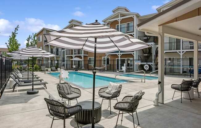 Pool and lounge chairs at Hearth