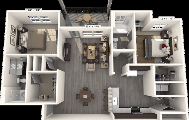2 beds, 2 baths, 1,147 sqft, $1,604