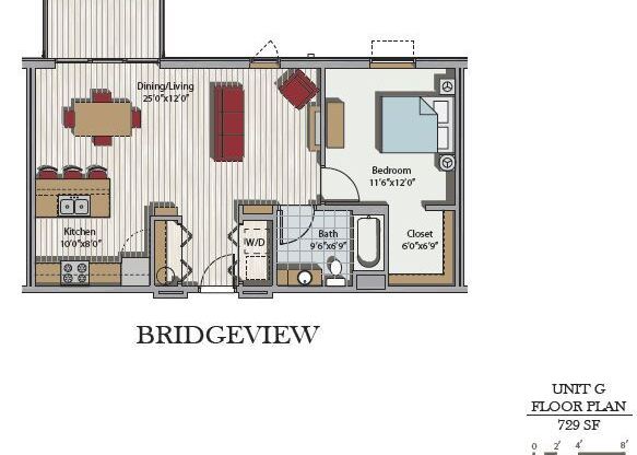 1 bed, 1 bath, 729 sqft, $1,800, Unit 411