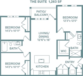 3 beds, 2 baths, 1,263 sqft, $2,306
