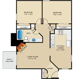 2 beds, 1 bath, 870 sqft, $1,000