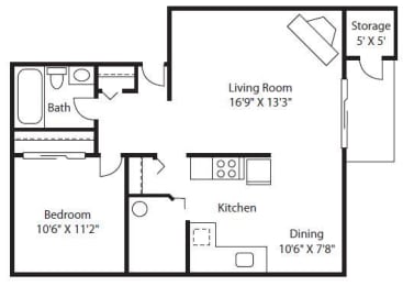 1 bed, 1 bath, 740 sqft, $1,520