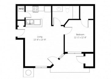 1 bed, 1 bath, 558 sqft, $1,040