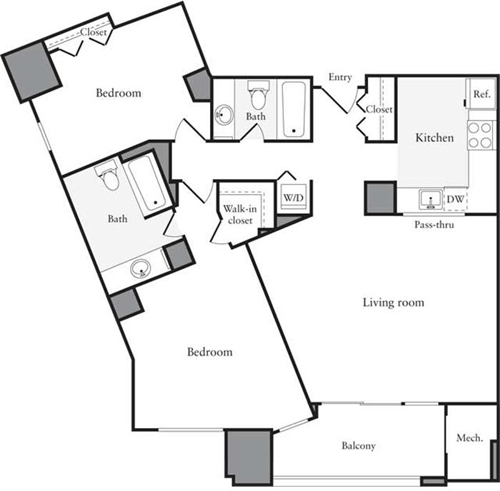 2 beds, 2 baths, 971 sqft, $3,148, Unit 0419