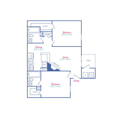 2 beds, 2 baths, 830 sqft, $1,130