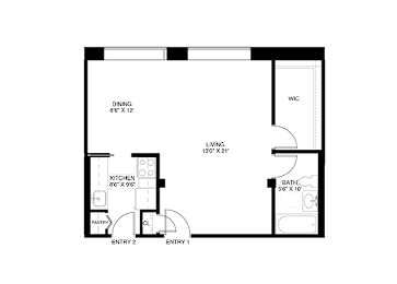 Studio, 1 bath, 546 sqft, $1,602