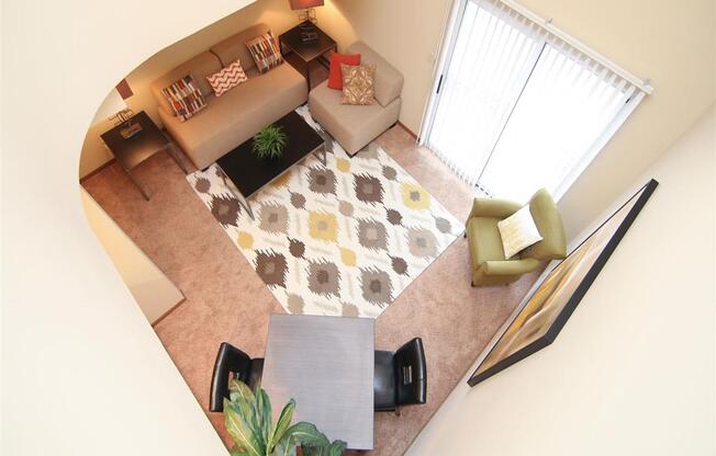 spacious living room at Pine Lake Heights Apartments in Lincoln Nebraska