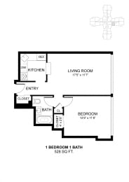 1 bed, 1 bath, 528 sqft, $1,368