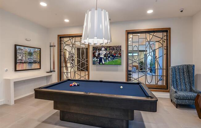 Club Room with Billiards at The Exchange Luxury Apartments in St. Petersburg, FL