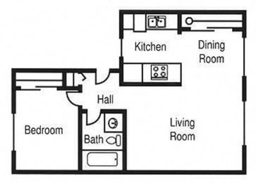 1 bed, 1 bath, 615 sqft, $1,329