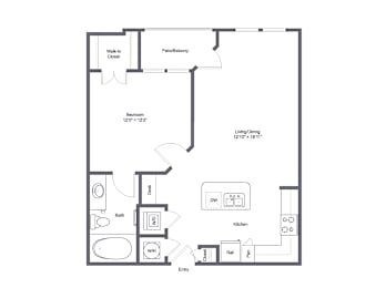 1 bed, 1 bath, 706 sqft, $1,385
