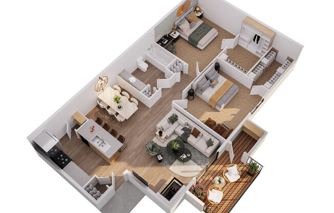 2 beds, 1 bath, 820 sqft, $1,219