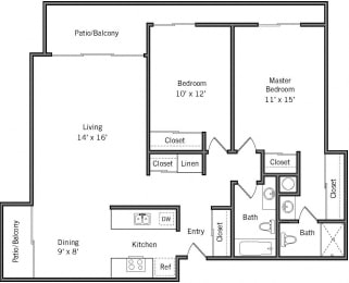 2 beds, 2 baths, 1,000 sqft, $3,707