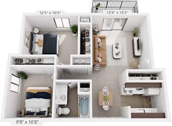 2 beds, 1 bath, 814 sqft, $1,505