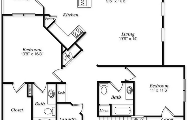 2 beds, 2 baths, 1,448 sqft, $1,639, Unit 0502