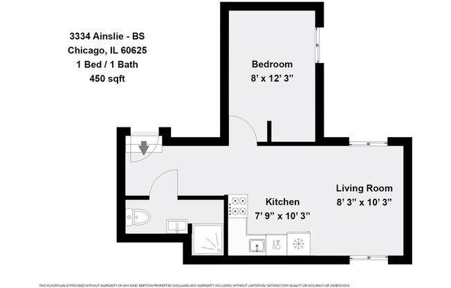 1 bed, 1 bath, 400 sqft, $1,475, Unit 3334-BS
