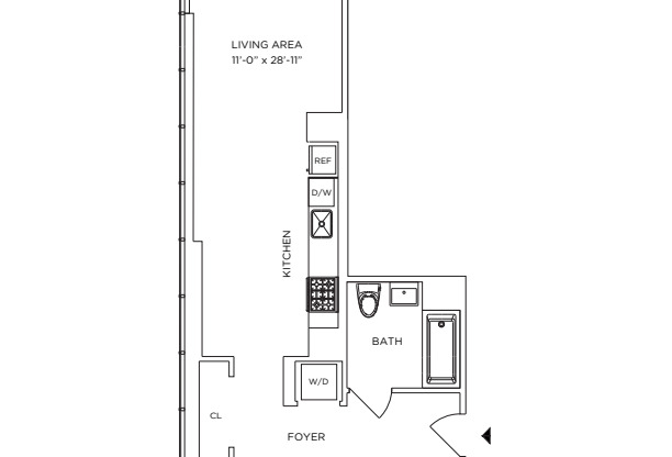 Studio, 1 bath, 580 sqft, $3,327, Unit 5R