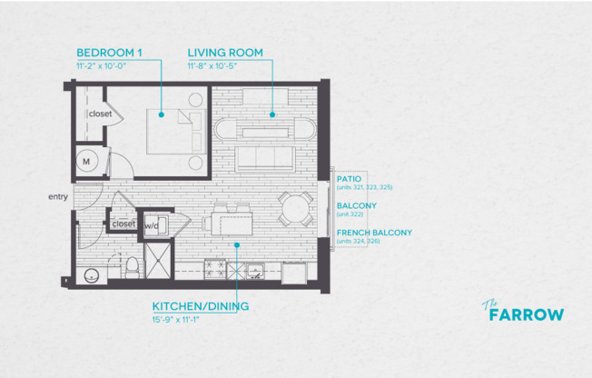 1 bed, 1 bath, 639 sqft, $1,245, Unit 326