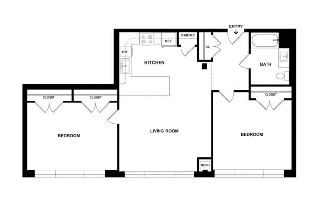 2 beds, 1 bath, 1,063 sqft, $1,857